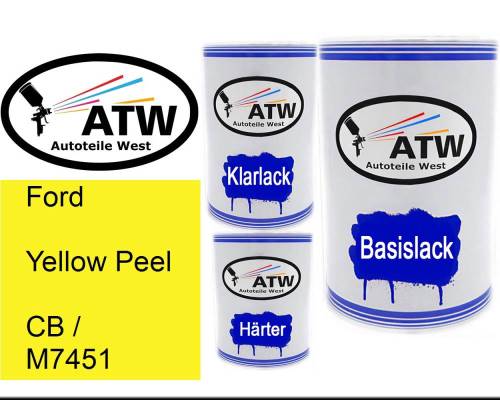 Ford, Yellow Peel, CB / M7451: 500ml Lackdose + 500ml Klarlack + 250ml Härter - Set, von ATW Autoteile West.